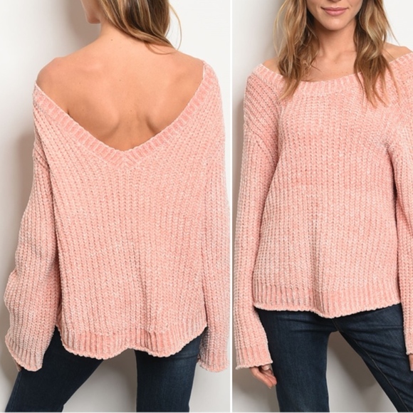 Trend Setter Diva Boutique Item Sweaters - OH SO SOFT CHENILLE V BACK SWEATER